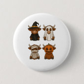 Badge Rond 5 Cm Highland Cow Halloween Funny automne Éffrayant (Devant)