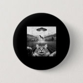 Badge Rond 5 Cm Hilarious Cat Selfie Ufo Cow Abduction Alien Meme (Devant)