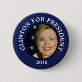 Badge Rond 5 Cm Hilary Clinton pour le président 2016 Button (Devant)