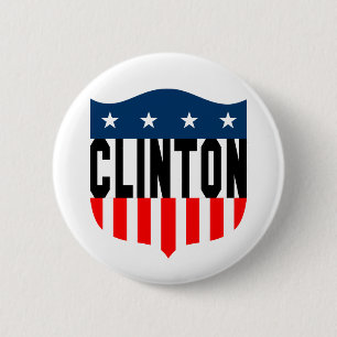 Badge Rond 5 Cm hillary Clinton : étoiles et rayures :