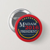 Badge Rond 5 Cm Hillary Clinton, Madame président (Devant & derrière)