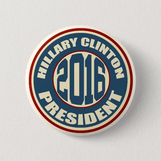 Badge Rond 5 Cm Hillary Clinton pour le président en 2016 (Devant)