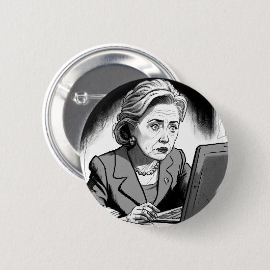 Badge Rond 5 Cm Hillary Clinton supprime 33 000 courriels (Devant & derrière)