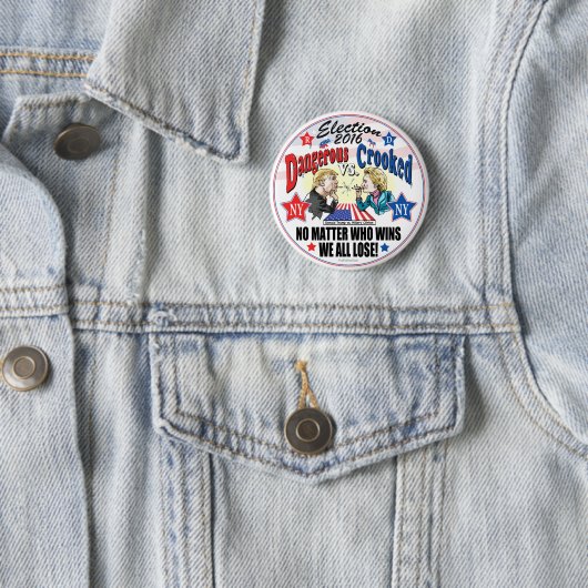 Badge Rond 5 Cm Hillary CONTRE la politique de Spitball d'atout (En situation)