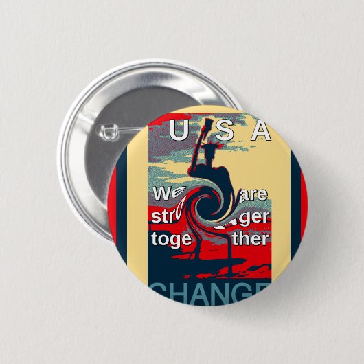 Badge Rond 5 Cm Hillary USA nous sommes plus forts ensemble (Devant & derrière)
