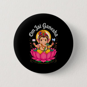 Badge Rond 5 Cm Hindu Ganesha Puja Elephant Dieu Inde Méditation Y