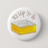 Badge Rond 5 Cm Hip To Be (Lemon) Carré Bar Foodie Dessert Jaune (Devant)