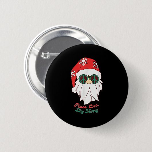 Badge Rond 5 Cm Hipe Père Noël Super Peace Sign Funny Christmas (Devant & derrière)