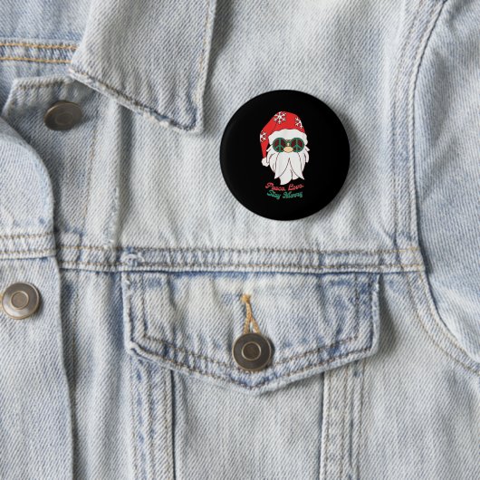 Badge Rond 5 Cm Hipe Père Noël Super Peace Sign Funny Christmas (En situation)