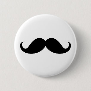 Badge Rond 5 Cm Hippie à la mode de moustache noire drôle de