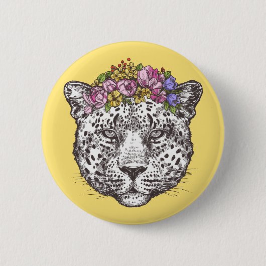 Badge Rond 5 Cm Hippie de léopard chic (Devant)