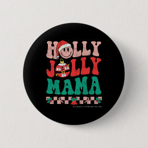Badge Rond 5 Cm Hippie De Noël super Rétro Ont Holly Xmas Jo