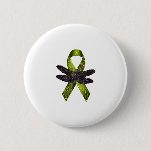 Badge Rond 5 Cm Hippie Dragonfly Green Ribbon Cerebral Palsy Aware (Devant)