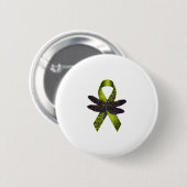 Badge Rond 5 Cm Hippie Dragonfly Green Ribbon Cerebral Palsy Aware (Devant & derrière)