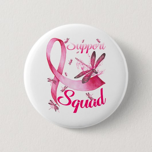 Badge Rond 5 Cm Hippie Dragonfly rose Ruban Cancer du sein (Devant)