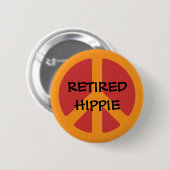 Badge Rond 5 Cm HIPPIE RETRAITÉE : Symbole de paix, Hippie retrait (Devant & derrière)