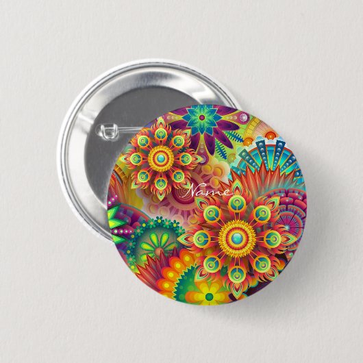 Badge Rond 5 Cm Hippie Super Techno Psychedelic Thunder_Cove (Devant & derrière)