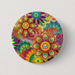 Badge Rond 5 Cm Hippie Super Techno Psychedelic Thunder_Cove