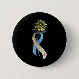 Badge Rond 5 Cm Hippie Tournesol Gris Bleu Ruban Type 1 Diabète