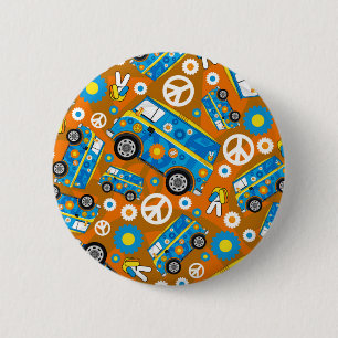 Badge Rond 5 Cm Hippie Van de paix d'années '60 de bande dessiné