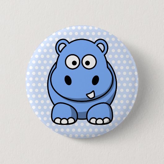 Badge Rond 5 Cm Hippo bleu mignon (Devant)