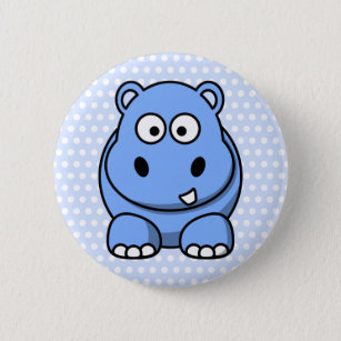 Badge Rond 5 Cm Hippo bleu mignon