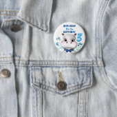 Badge Rond 5 Cm Hippo Blue Fish Boy Anniversaire (En situation)