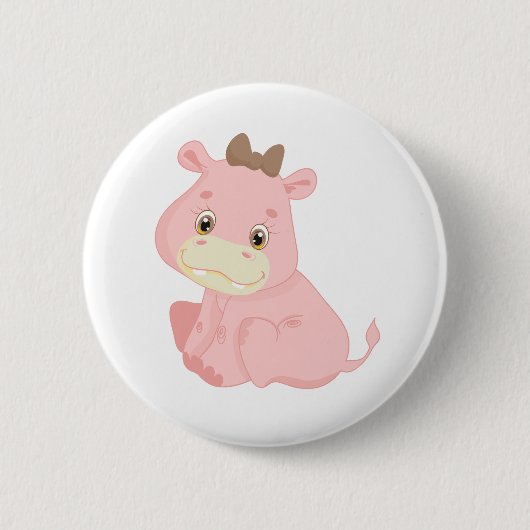 Badge Rond 5 Cm Hippo de bébé rose (Devant)