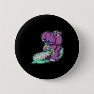 Badge Rond 5 Cm Hippo déplaisant Vaporwave effrayant animal Chippo