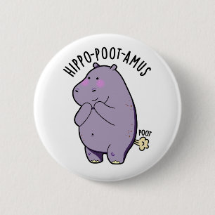 Badge Rond 5 Cm Hippo-poot-amus Drôle Farting Hippo Pun