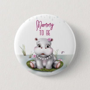 Badge Rond 5 Cm Hippo River Adventure Mommy to Be