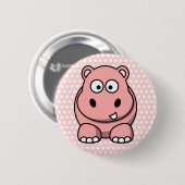 Badge Rond 5 Cm Hippo rose mignon (Devant & derrière)