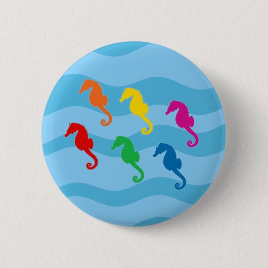 Badge Rond 5 Cm Hippocampe arc-en-ciel (Devant)