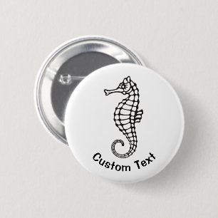 Badge Rond 5 Cm Hippocampe noir
