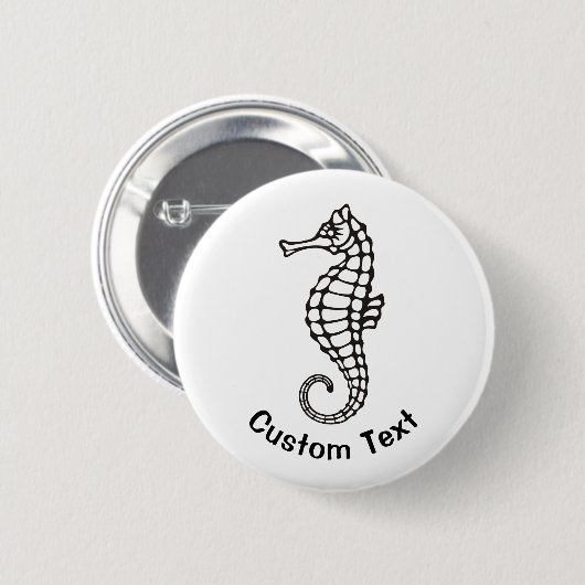 Badge Rond 5 Cm Hippocampe noir (Devant & derrière)