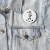 Badge Rond 5 Cm Hippocampe noir (En situation)