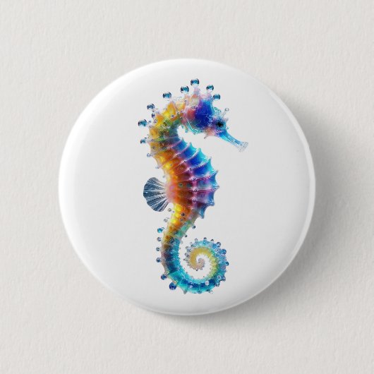Badge Rond 5 Cm Hippocampes Colorés Mignons (Devant)