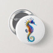 Badge Rond 5 Cm Hippocampes Colorés Mignons (Devant & derrière)