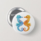 Badge Rond 5 Cm Hippocampes dans l'amour (Devant & derrière)