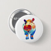 Badge Rond 5 Cm Hippopotame (Devant & derrière)