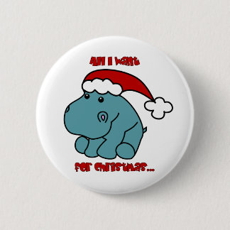 Badge Rond 5 Cm Hippopotame de Noël