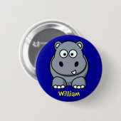 Badge Rond 5 Cm Hippopotame heureux (Devant & derrière)