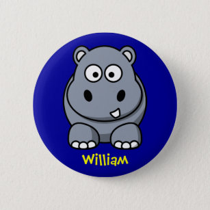 Badge Rond 5 Cm Hippopotame heureux