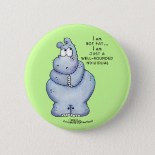 Badge Rond 5 Cm Hippopotame Hippo-Bleu bien arrondi