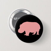 Badge Rond 5 Cm Hippopotame rose (Devant & derrière)