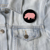 Badge Rond 5 Cm Hippopotame rose (En situation)
