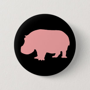 Badge Rond 5 Cm Hippopotame rose