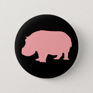 Badge Rond 5 Cm Hippopotame rose