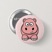 Badge Rond 5 Cm Hippopotame Rose Mignon (Devant & derrière)