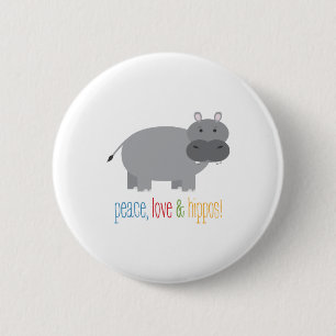 Badge Rond 5 Cm Hippopotames